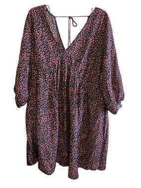 New with tage Black Floral Tie Back Dress cottagecore grannycore boho